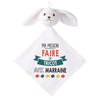 Doudou Bébé Lapin Ma Mission Tricot avec Marraine Gaze de Coton Cadeau Baby Shower