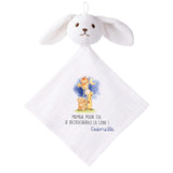 Doudou Bébé Lapin Message Maman Lune Prénom Gabrielle Gaze de Coton Cadeau Baby Shower