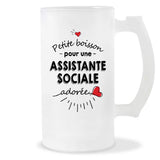 Verre à bière Assistante sociale adorée femme | Chope de Bière Pinte Idée Cadeau Humour Collègue famille Homme Anniversaire Noël