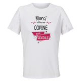 Maillot de Sport Femme pour Merci Copine Geniale - T-Shirt Respirant Polyester Manches Courtes - Cadeau Sportive Anniversaire Noël Fête des Mères