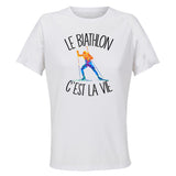 Maillot de Sport Femme Biathlon C'est La Vie - T-Shirt Respirant Polyester Manches Courtes - Cadeau Sportive Anniversaire Noël Fête des Mères