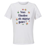 Maillot de Sport Femme pour Claudine Elle Assure - T-Shirt Respirant Polyester Manches Courtes - Cadeau Sportive Anniversaire Noël Fête des Mères