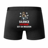 Caleçon Frédéric Silence Frédéric est en Mission - Humour Boxer Coton Idée Cadeau