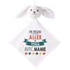 Doudou Bébé Lapin Ma Mission Yoga avec Mamie Gaze de Coton Cadeau Baby Shower