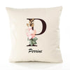 Housse de Coussin Premium Perrine Lettre - Coton Canvas Fairtrade Beige Idée Cadeau Décoration Canapé