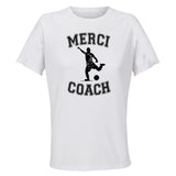 Maillot de Sport Femme pour Merci Foot Coach - T-Shirt Respirant Polyester Manches Courtes - Cadeau Sportive Anniversaire Noël Fête des Mères