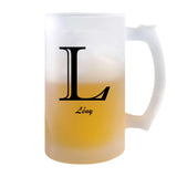 Verre à Bière Lény Lettre Chic | Chope de Bière Pinte | Idée Cadeau Prénom Anniversaire Papa Collègue Départ Retraite Noël