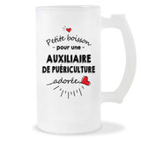 Verre à bière Auxiliaire de puériculture adorée femme | Chope de Bière Pinte Idée Cadeau Humour Collègue famille Homme Anniversaire Noël