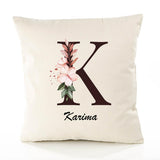 Housse de Coussin Premium Karima Lettre - Coton Canvas Fairtrade Beige Idée Cadeau Décoration Canapé 40x40