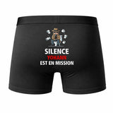 Caleçon Yohann Silence Yohann est en Mission - Humour Boxer Coton Idée Cadeau