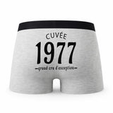 Caleçon Millésime 1977 - Humour Boxer Gris Idée Cadeau Anniversaire