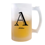 Verre à Bière Arthur Lettre Chic | Chope de Bière Pinte | Idée Cadeau Prénom Anniversaire Papa Collègue Départ Retraite Noël