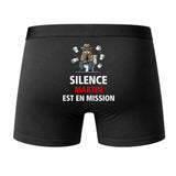Caleçon Martin Silence Martin est en Mission - Humour Boxer Coton Idée Cadeau