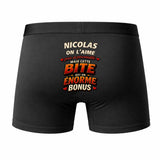 Caleçon Nicolas Énorme Bonus - Humour Boxer Coton Idée Cadeau