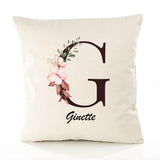Housse de Coussin Premium Ginette Lettre - Coton Canvas Fairtrade Beige Idée Cadeau Décoration Canapé