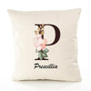 Housse de Coussin Premium Prescillia Lettre - Coton Canvas Fairtrade Beige Idée Cadeau Décoration Canapé