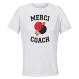 Maillot de Sport Femme pour Merci Ping Pong Coach - T-Shirt Respirant Polyester Manches Courtes - Cadeau Sportive Anniversaire Noël Fête des Mères