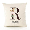 Housse de Coussin Premium Rachida Lettre - Coton Canvas Fairtrade Beige Idée Cadeau Décoration Canapé