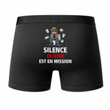 Caleçon Olivier Silence Olivier est en Mission - Humour Boxer Coton Idée Cadeau