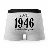 Caleçon Millésime 1946 - Humour Boxer Gris Idée Cadeau Anniversaire