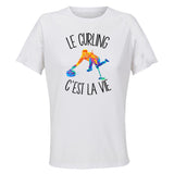 Maillot de Sport Femme Curling C'est La Vie - T-Shirt Respirant Polyester Manches Courtes - Cadeau Sportive Anniversaire Noël Fête des Mères