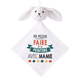 Doudou Bébé Lapin Ma Mission Peinture avec Mamie Gaze de Coton Cadeau Baby Shower