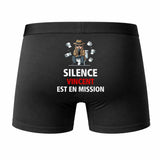 Caleçon Vincent Silence Vincent est en Mission - Humour Boxer Coton Idée Cadeau
