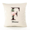 Housse de Coussin Premium Floriane Lettre - Coton Canvas Fairtrade Beige Idée Cadeau Décoration Canapé