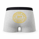 Caleçon Authentique Depuis 2019 - Humour Boxer Gris Millésime Idée Cadeau