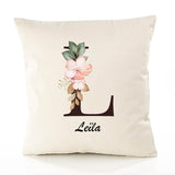 Housse de Coussin Premium Leïla Lettre - Coton Canvas Fairtrade Beige Idée Cadeau Décoration Canapé 40x40