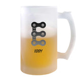 Verre à Bière Eddy Lettre Chaine | Chope de Bière Pinte | Idée Cadeau Prénom Motard Biker Mob Anniversaire Papa Collègue Départ Retraite Noël