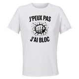 Maillot de Sport Femme Bloc J'peux Pas - T-Shirt Respirant Polyester Manches Courtes - Cadeau Sportive Anniversaire Noël Fête des Mères