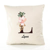 Housse de Coussin Premium Lyna Lettre - Coton Canvas Fairtrade Beige Idée Cadeau Décoration Canapé