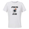Maillot de Sport Femme Ski J'peux Pas - T-Shirt Respirant Polyester Manches Courtes - Cadeau Sportive Anniversaire Noël Fête des Mères