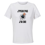 Maillot de Sport Femme Ski J'peux Pas - T-Shirt Respirant Polyester Manches Courtes - Cadeau Sportive Anniversaire Noël Fête des Mères