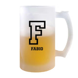 Verre à Bière Fabio Lettre Sport | Chope de Bière Pinte | Idée Cadeau Prénom Style Basket Université Anniversaire Papa Collègue Départ Retraite Noël