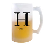 Verre à Bière Henry Lettre Chic | Chope de Bière Pinte | Idée Cadeau Prénom Anniversaire Papa Collègue Départ Retraite Noël