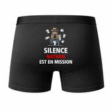 Caleçon Nathan Silence Nathan est en Mission - Humour Boxer Coton Idée Cadeau