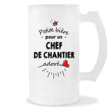 Verre à bière Chef de chantier adoré | Chope de Bière Pinte Idée Cadeau Humour Collègue famille Homme Anniversaire Noël
