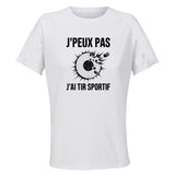 Maillot de Sport Femme Tir Sportif J'peux Pas - T-Shirt Respirant Polyester Manches Courtes - Cadeau Sportive Anniversaire Noël Fête des Mères