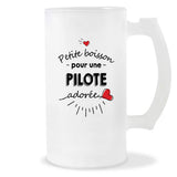 Verre à bière Pilote adorée femme | Chope de Bière Pinte Idée Cadeau Humour Collègue famille Homme Anniversaire Noël