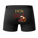 Caleçon S'Améliore avec l'Âge Depuis 1970 - Humour Boxer Coton Idée Cadeau Anniversaire