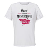 Maillot de Sport Femme pour Merci Technicienne Geniale - T-Shirt Respirant Polyester Manches Courtes - Cadeau Sportive Anniversaire Noël Fête des Mères