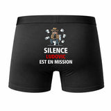 Caleçon Ludovic Silence Ludovic est en Mission - Humour Boxer Coton Idée Cadeau