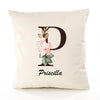 Housse de Coussin Premium Priscilla Lettre - Coton Canvas Fairtrade Beige Idée Cadeau Décoration Canapé
