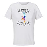 Maillot de Sport Femme Basket C'est La Vie - T-Shirt Respirant Polyester Manches Courtes - Cadeau Sportive Anniversaire Noël Fête des Mères