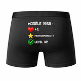 Caleçon Level Up 1958 - Humour Boxer Coton Jeu Vidéo Idée Cadeau Anniversaire