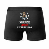 Caleçon Jimmy Silence Jimmy est en Mission - Humour Boxer Coton Idée Cadeau