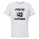 Maillot de Sport Femme Petanque J'peux Pas - T-Shirt Respirant Polyester Manches Courtes - Cadeau Sportive Anniversaire Noël Fête des Mères