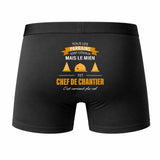 Caleçon Parrain Chef De Chantier - Humour Boxer Coton Idée Cadeau Fête des Pères